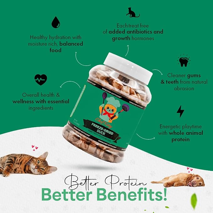 Freeze-Dried Duck Treats for Cats & Dogs – 100% Human Grade, Single Ingredient, High-Protein, Healthy Snack – No Additives or Preservatives – 3.0oz - Inspected & Tested in USA-PurrikoPets