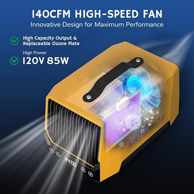 Airthereal DA25 Desktop Ozone Generator, 60,000mg/h High Capacity Odor Eliminator for Smoke, VOCs and Pet Odors, Portable Ozonator for Home, Garage & Car, O3 Air Deodorizer for Area up to 5,000 sq.ft-PurrikoPets