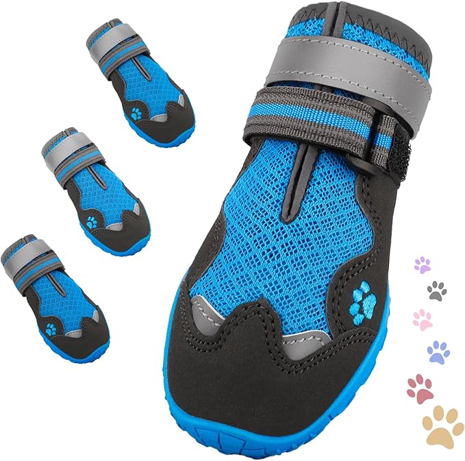 Dog Shoes for Large Medium Small Dog, Mesh Breathable Dog Shoes for Hot Pavement, Anti-Slip Dogs Boots Paw Protectors with Reflective for Outdoor Walking Indoor Hardfloors (Size 5)-PurrikoPets