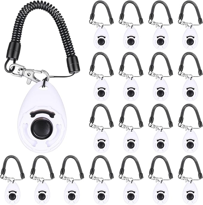 Frienda 18 Pieces Dog Training Clicker, Pet Behavioral Training Clickers with Wrist Strap for Dogs Cats Puppy Birds Horses (White)-PurrikoPets