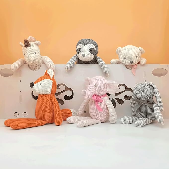 100% Organic Cotton Baby Toys 7.1" Sloth Stuffed Animal for Newborn (Grey)-PurrikoPets