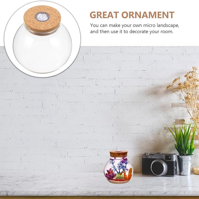 Fish Bowl with LED Light - Small Betta Fish Tank with LED Lighting and Lid Glass Fish Bowl Small Aquarium Glass Terrarium Container Bottle for DIY Landscape, Home Decor-PurrikoPets