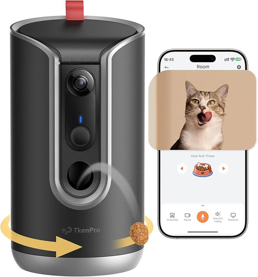 2K Pet Camera Treat Dispenser, AI Photo Album, Dog Camera with 360° Auto Tracking & 5G/2.4G WiFi, 2-Way Talk, Remote Treat Tossing, Motion Alerts for Cats Indoor-PurrikoPets