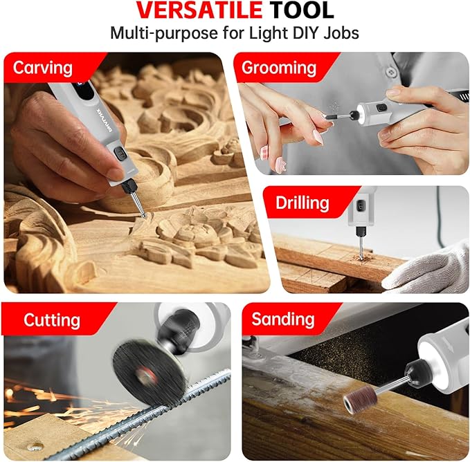 Dog Nail Grinder - Rechargeable Pet Nail Grinder, Electric Upgraded 5 Speed w LED Lights Cordless Dog Nail Trimmer Kit, 40 Accessories Pet Dog Claw Care Kit for Dogs Cats and Small Medium Animals Grey-PurrikoPets