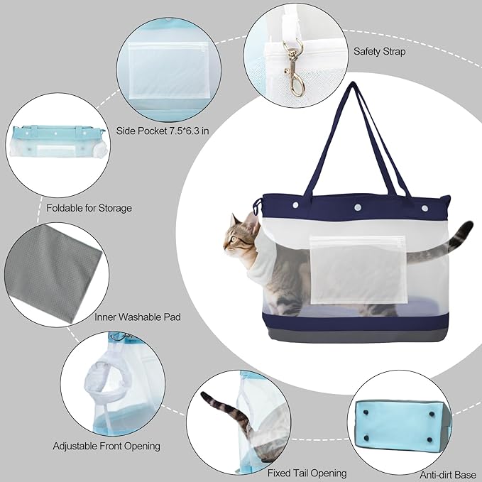 Dog Purse Carrier for Small Dogs Cat Kitty Puppy Rabbit Bunny Dog Cat Bag Carrier for Animals up to 22lbs Soft Sided Collapsible Pet Carrier Sling for Outing Travel Vet-Light Blue-PurrikoPets
