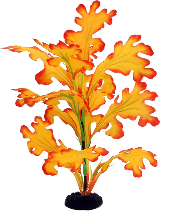 2-Pack 12 Inch Aquarium Silk Aquarium Plants, Artificial Plastic Plant for Small Tank, Goldfish, Fish Hides (Yellow, 12 Inch)-PurrikoPets