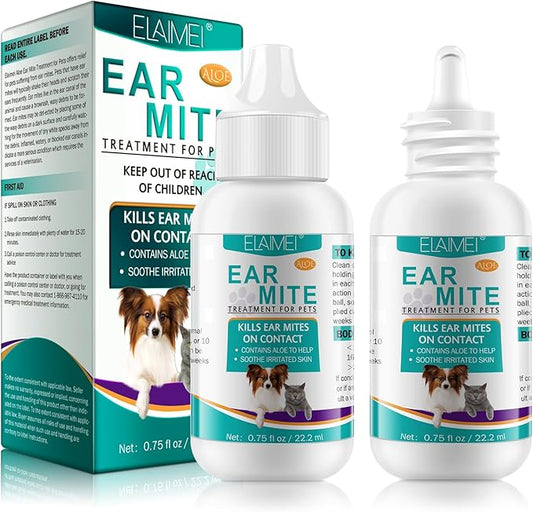 Ear Mite Treatment for Dogs 2PACK, Dog Ear Infection Treatment, Dog Ear Mite Treatment, Dog Ear Drops Alleviation Suffering from Ear Mites & Itching and Odours Stinky Stuff, Dogs Ear Care Solution-PurrikoPets
