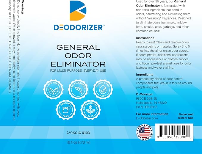 General Odor Eliminator for Multi-Purpose Everyday Use - Air & Surface - Neutralizes Odors, Unscented - 16oz Spray-PurrikoPets