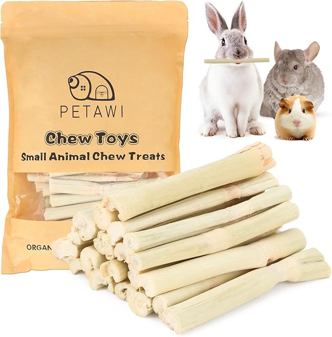 900g Sweet Bamboo Chew Sticks for Rabbits, Chinchilla Rabbit Toys Guinea Pig Chews Sticks, Natural Rabbit Bunny Molar Treats Snacks Toys for Chinchilla, Guinea Pig, Hamster Small Animals-PurrikoPets