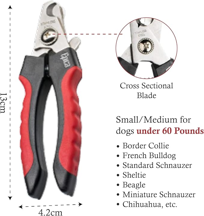 Epica Professional Dog Nail Clipper, Nail Clippers for Large Dog, Easy and Safe Grooming Clippers, Cat Claw Trimmer with Safety Guard (Small/Medium)-PurrikoPets