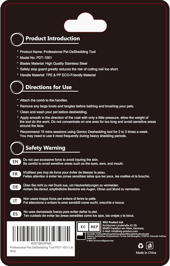 Gonicc PDT- 1001 Professional Pet De Shedding comb Tool Blue-PurrikoPets