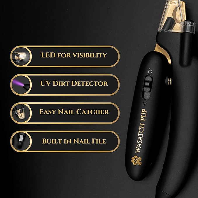 3-in-1 Dog Nail Trimmers and Pet Nail Clippers - Professional Grade with Stainless Steel Blades, LED & UV Light, and Nail Filer for Safety & Precise Toenail Pet Grooming - S to M Dogs-PurrikoPets