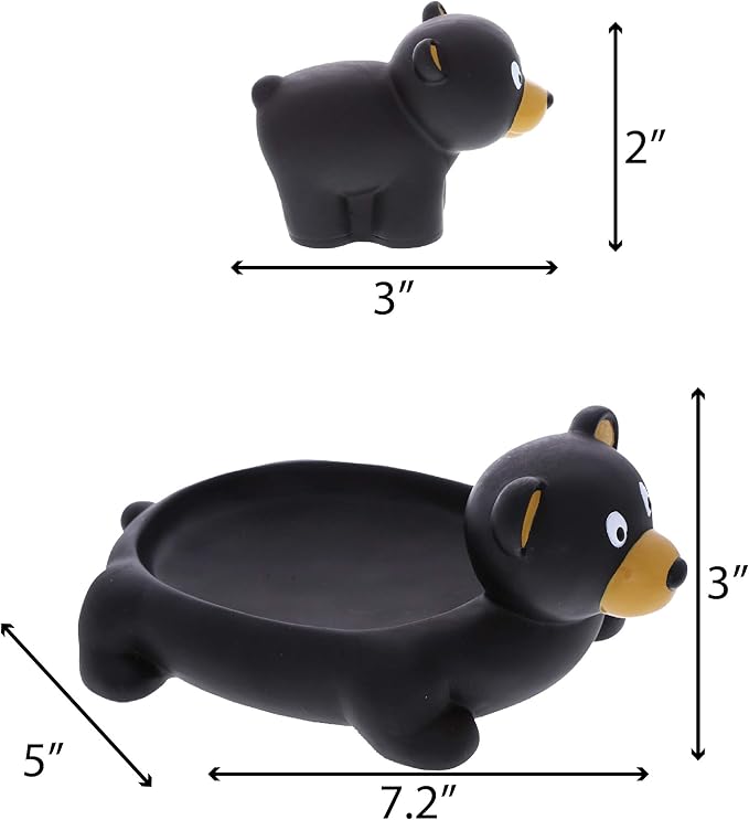 DolliBu Black Bear Animal Bath Toys - Family Animal Water Squirter for Kids, 4-Piece Kid and Baby Bathtub Toys, Fun Bath Time Children, Floating Bath Tub Decor, Rubber Animal Bath Toys, Squirt Toys-PurrikoPets