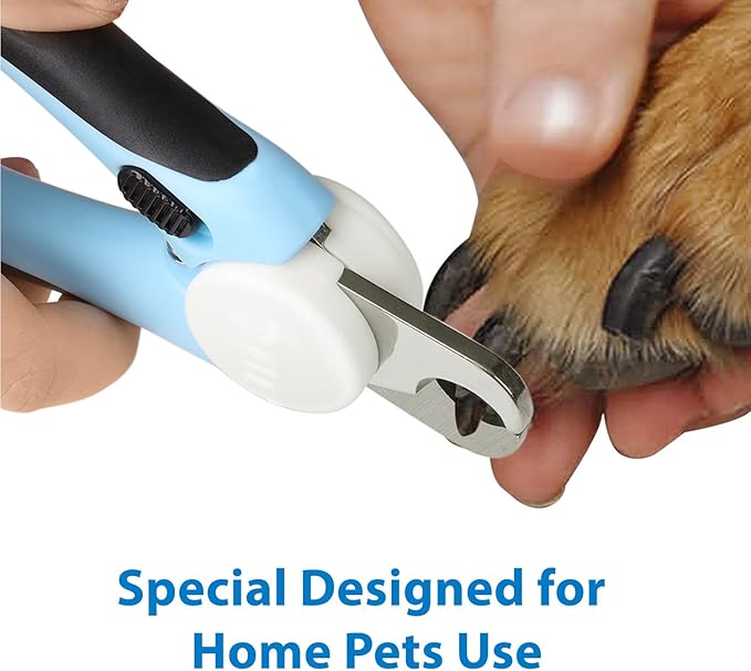 Flexzion Dog Cat Nail Clipper and Trimmer, Pet Toe Claw Scissor Grooming Tool with Stainless Steel Blades File Easy Grip Handle Safety Guard Avoid Overcutting for Small Medium Large Breed Puppy, Blue-PurrikoPets