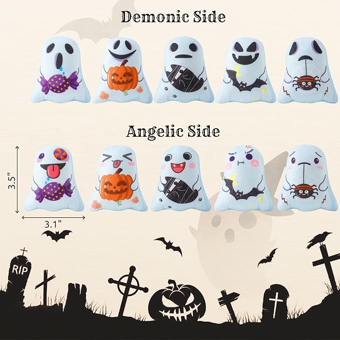 Dorakitten Catnip Toys Interactive Cat 5PCS Cats Chew Plush Ghost Toys & Pet Stuffed Nip Pillow & Kitten Best Kicker Toy Cute and Soft Teething Supplies for Moving Kitty Indoor-PurrikoPets