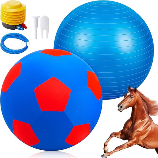 40inch Giant Herding Ball with Ball Cover Anti Burst Please Watch VCR for How to Inflation Horse Toys for Horses Stall Entertainment Play, Pump Included(Blue,Stylish)-PurrikoPets