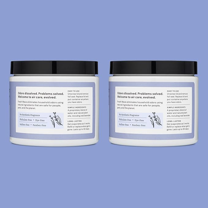 Fresh Wave Lavender Odor Removing Gel, 15 oz., Pack of 2 - Safer Odor Absorbers for Home, Natural Plant-Based Odor Eliminator, Every 15 oz. lasts 30-60 Days, For Cooking, Trash & Pets-PurrikoPets