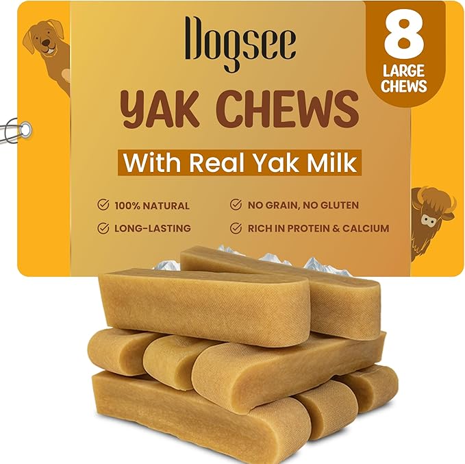 Dogsee Original Himalayan Yak Cheese Dog Chews 2lb (Large - 8 Bars) | Rawhide Free | Fight Plaque & Tartar | Long Lasting | for Cleaning Teeth-PurrikoPets