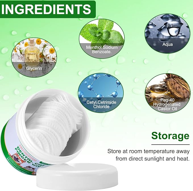 ALIVO Dental Teeth Cleaning Wipes for Dogs & Cats, Remove Bad Breath by Removing No-Rinse Dog Finger Toothbrush, Disposable Gentle Cleaning Pet Dental Care Wipes, 50pc-PurrikoPets