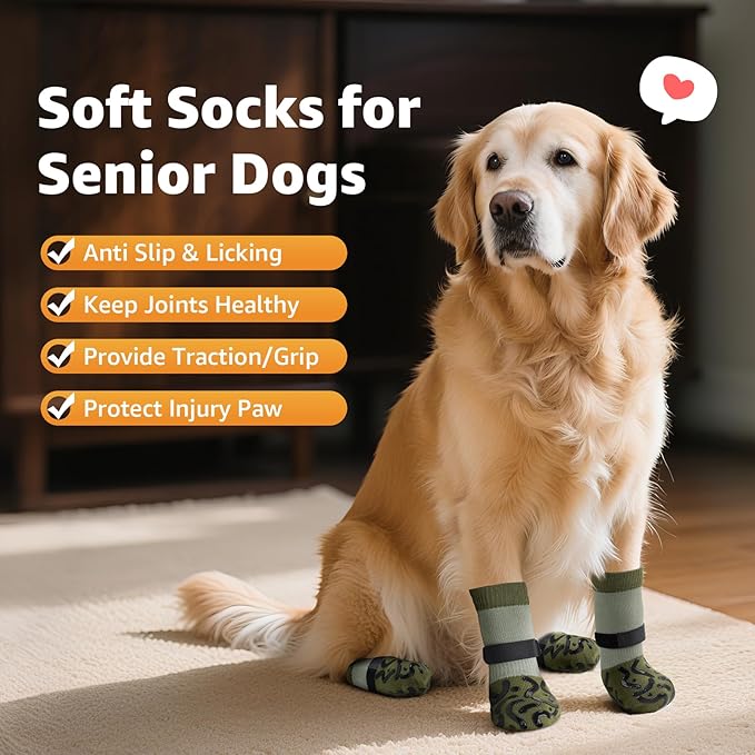 Double Sides Non-Slip Dog Socks to Prevent Licking Paws - Strong Traction for Paw Protector, Senior Dogs, Hardwood Floors, Dog Booties with Grippers - Size Medium-PurrikoPets