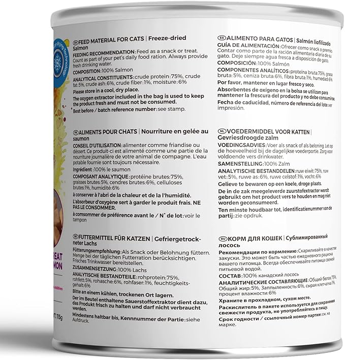 Freeze Dried Cat Treats - 100% Salmon Grain Free Raw - Natural Balance Limited Ingredient High Protein Cat Snacks 115g/4.1oz - Picky Eater Challenger-PurrikoPets