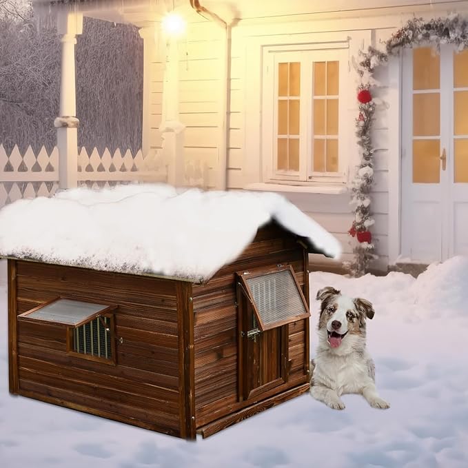 Extra Large Dog House Outdoor for Large Breed Dogs,Weatherproof Dog Houses for Dogs Outside with Door,Goat House for Outside, Wooden Dog House Outdoor-PurrikoPets