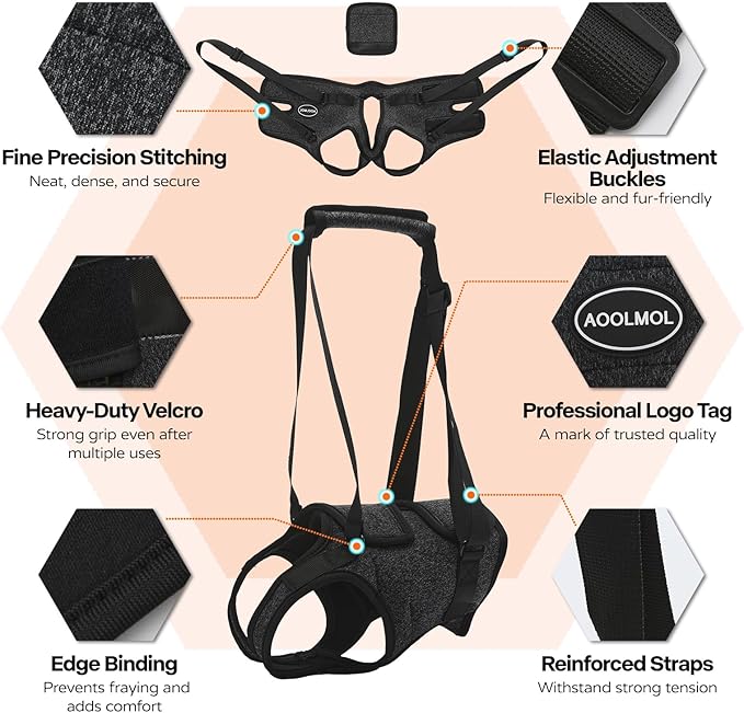 Dog Sling for Medium Large Dog Rear Leg, Lift Harness Provide Support with Muscle Atrophy and Joint Problems for Elderly Injured Arthritic Pet, Dog Weak Rear Legs Provides Rehabilitation Aid-PurrikoPets