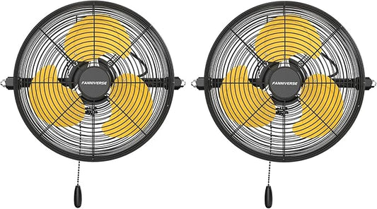2PCS 12 Inch Wall Fan Pro Series - Indoor High Velocity Wall Mount Fan for Commercial, Residential, Warehouse, Covered Patio, Shop, Garage, Barn, Gazebo 3 Speed 2800 CFM UL Safety Listed-PurrikoPets