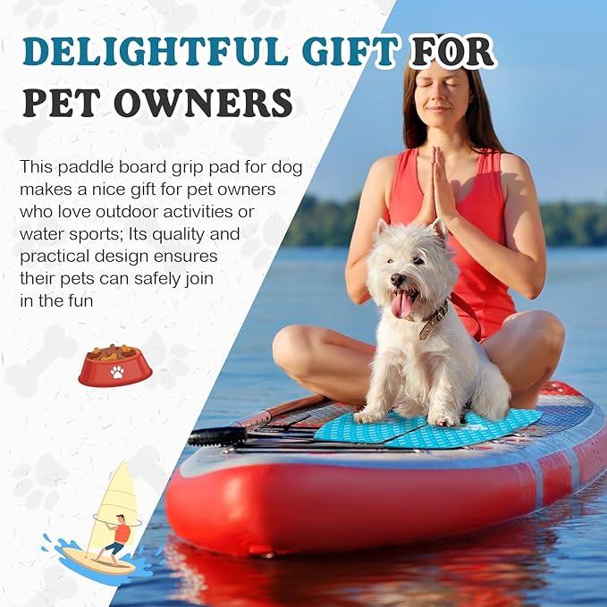 Dog Traction Pad Dog Paddle Board Kayak Accessories 21.2 x 15.3 Inch Non Slip Deck Grip Mat Surfboard Traction Good Grip EVA Foams for SUP Skimboard Paddleboard Surfboard-PurrikoPets