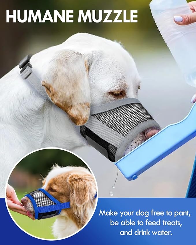 Dog Muzzle, Soft Air Mesh Muzzle for Small Medium Large Dogs Anti Biting Barking Chewing, Breathable Drinkable Adjustable Loop Pets Muzzle for German Shepherd Husky Labrador Retriever (Grey,XL)-PurrikoPets