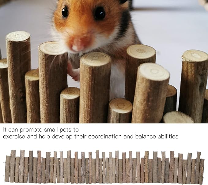 Flexible Hamster Wooden Bridge, 11.8In Hamster Fence, Wooden Sticks for Hamster Cage Decor And Platforms, Syrian Hamster Cage Accessories Wood-PurrikoPets