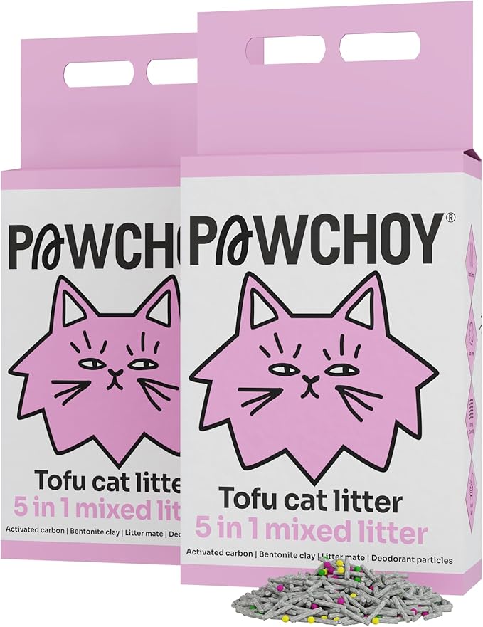 5 in 1 Mixed Cat Litter – Clumping, Flushable, Ultra Absorbent & Fast Drying | 100% Natural, Dust-Free, Low Tracking | with Activated Carbon for Superior Odor Control (5.5 lbs × 2 Bags)-PurrikoPets