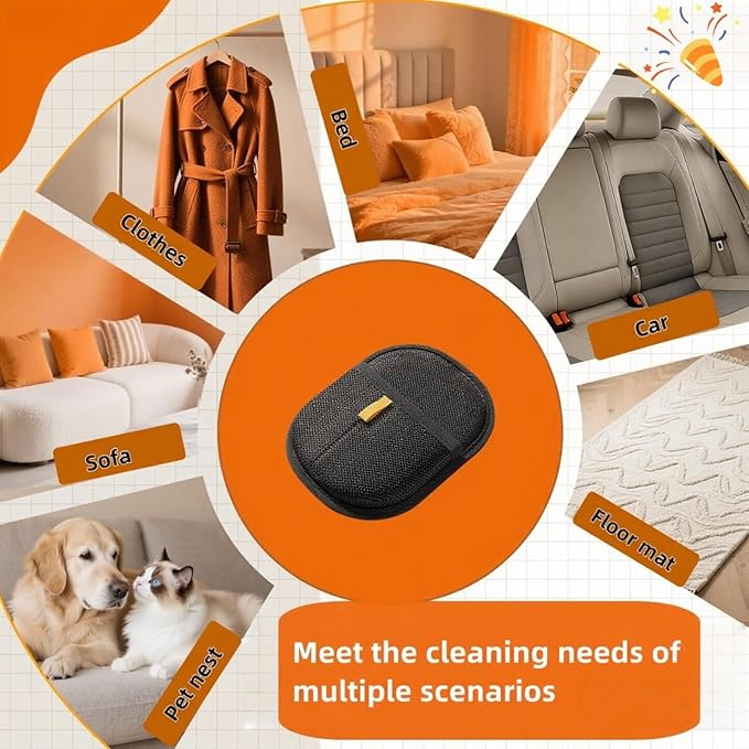 2Pcs Pet Hair Removal Gloves for Dogs and Cats, 2025 Upgraded Electrostatic Magic Hair Remover Glove,Reusable for Couch, Car Seat, Clothing, Carpet, Furniture & Bed Sheets(Black)-PurrikoPets