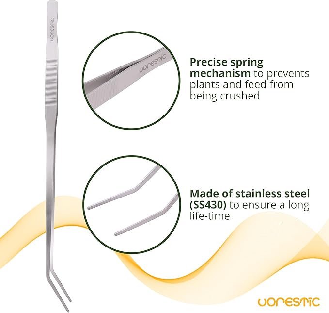 2 Pcs Heavy Duty Reptile Feeding Tongs, Aquarium Tweezers 18 Inch, Straight and Curved Extra Long Tweezers, Reptile Tongs, Aquarium Tongs, Aquarium Tweezers Extra Long-PurrikoPets