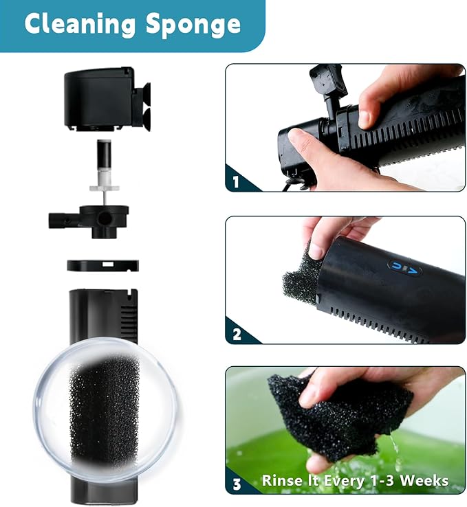 200GPH Aquarium Filter, U-V for Aquarium for 20-75 Gal Tank, Submersible Pump Filter for Green Water and Algae Clean, Ultra-Silent Green Killing Machine with Fish Tank Deodorization-PurrikoPets