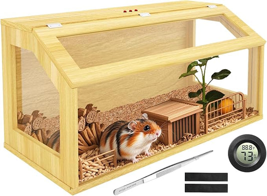 40" Large Hamster Cage, Chewproof Gerbil Cages and Habitats, Openable Top Roof Window with Silencing Pad, Wooden Guinea Pig Cage for Small Animals, Dwarf and Syrian Hamster, 40 x 20 x 20 Inches-PurrikoPets