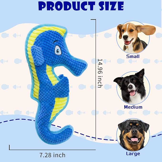 Dog Toy Squeaky Aggressive Durable Dog Toys for Dogs Chew No-Stuffed Dog Toy Interactive Hours of Fun Keep pups Busy -Green Shark,Bubble-Pressed Ultra-Soft Fabric-PurrikoPets