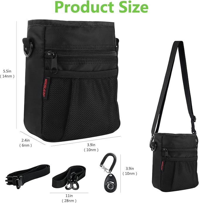 Dog Treat Pouch with Magnetic Closure, Treat Pouches for Pet Training, Large Dog Treat Training Pouch and Dog Clicker, Dog Training Treat Pouch Built-in Poop Bag Dispenser, Hands-Free Snack-PurrikoPets