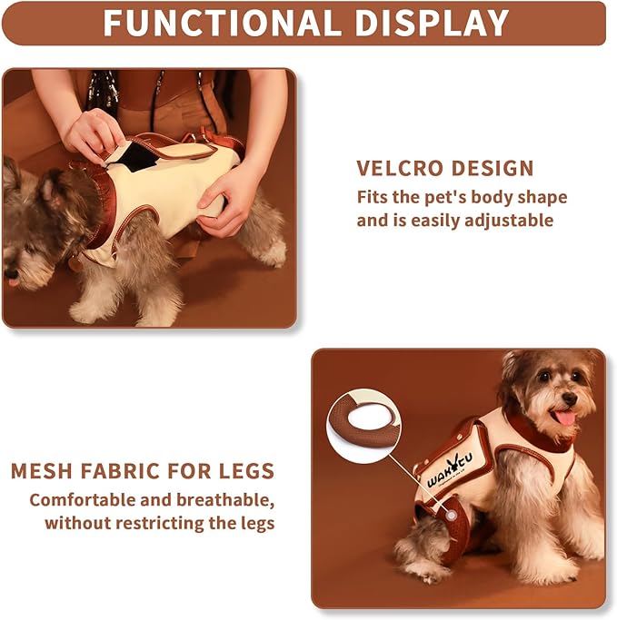 Dog Lift Harness Dog Carrier VES Harness Adjustable Leash with Small Puppy Treat Bag,Fits Most Cars,L-PurrikoPets