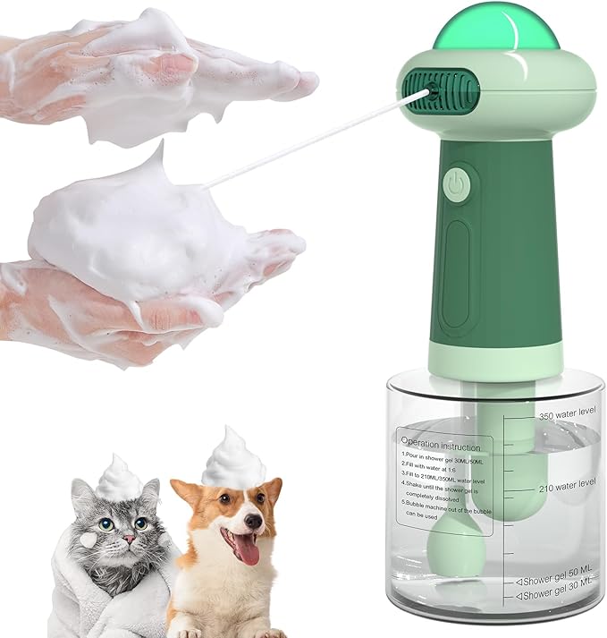 Dog Shampoo Dispenser, UFO Dog Shampoo Sprayer, Electric Foaming Shampoo Dispenser for Dog and Cat Washing, for Bathtub, Kitchen Sink, Bathroom Cleaning, Green-PurrikoPets