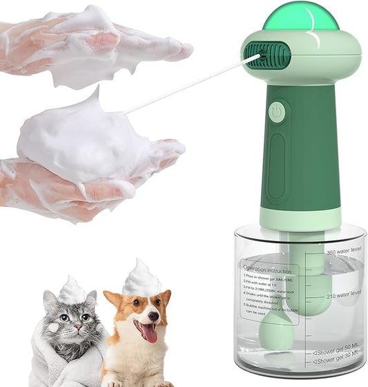 Dog Shampoo Dispenser, UFO Dog Shampoo Sprayer, Electric Foaming Shampoo Dispenser for Dog and Cat Washing, for Bathtub, Kitchen Sink, Bathroom Cleaning, Green-PurrikoPets