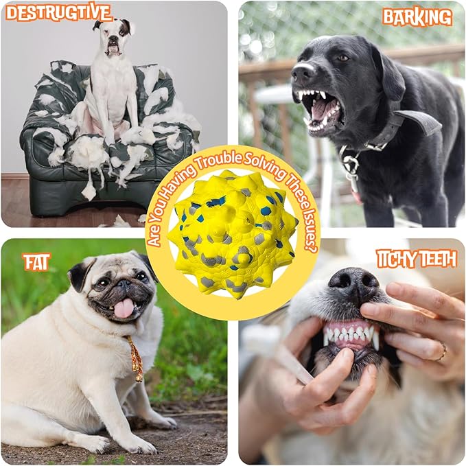 Durable Interactive Dog Toys for Aggressive Chewers,Puppy Teething Toys,Floating Fetch Balls,Bouncing Chew Balls,Tennis Balls for Dogs (2 Balls)-PurrikoPets