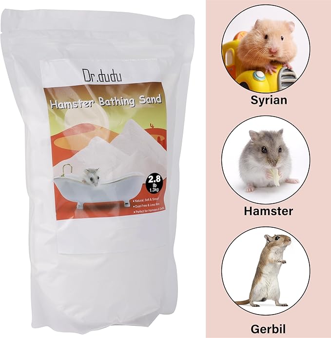 DR.DUDU Hamster Bath Sand, 2.8lb Dust Free Desert Sand or Potty Litter Sand for Hamster Chinchillas Gerbil Syrian Mice Small Animals (White)-PurrikoPets