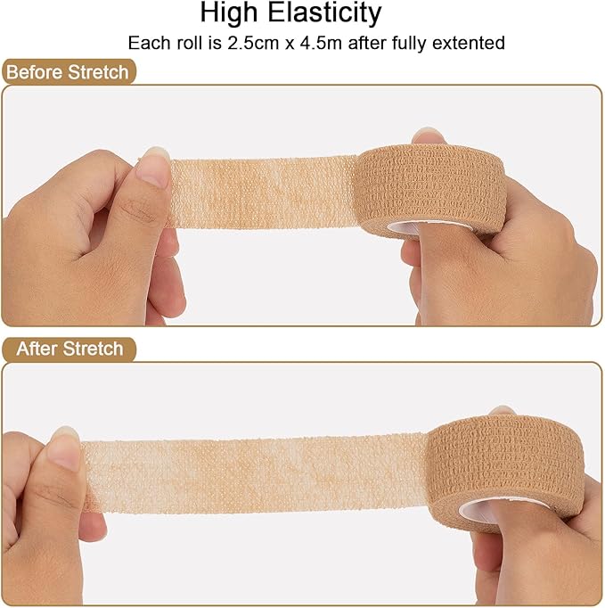 12 Pack Self Adhesive Bandage Wrap 1 Inch Cohesive Bandage Self Adherent Vet Wrap for Dog Pets Elastic Bandage Finger Tape Self Stick Wrap for First Aid Sports Athletic Tape (Mixed Colors)-PurrikoPets