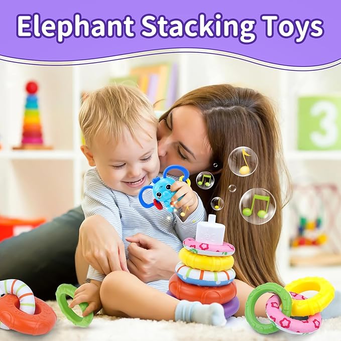 4 in 1 Baby Toys for 6 12 18 Month, Learning Toys for Babies 6-12 Months, Busy Cube, Stacking Sorter, Piano Xylophone Pull String Travel Toy, Birthday Gifts for Toddlers 1 2 Years Old-PurrikoPets