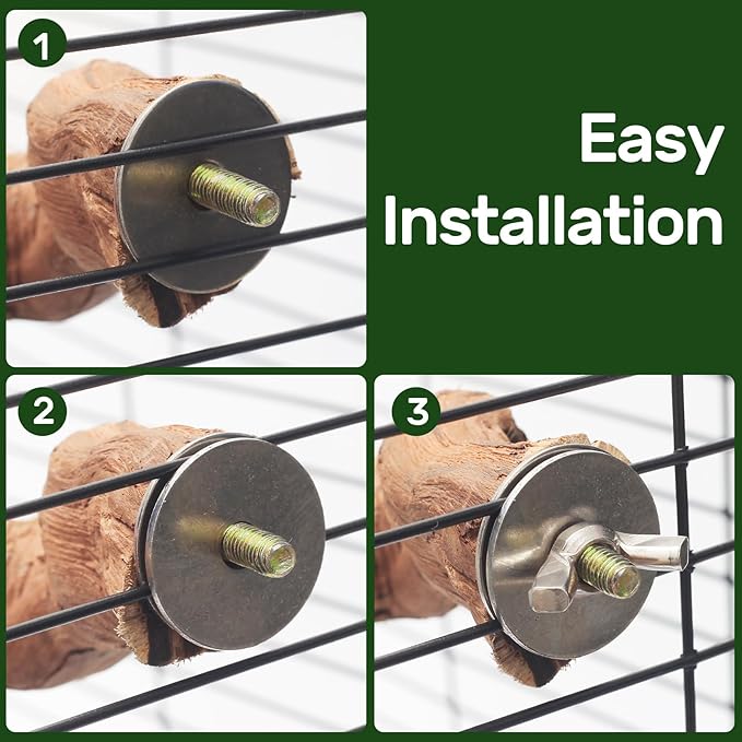 6-Piece Premium Bird Perch Stand with Natural Grape Wood Branch, Paw Grinding Fork, Chewing Stick, Cage Accessories for Parakeets, Budgies, Cockatiels, Finches, Lovebirds-PurrikoPets