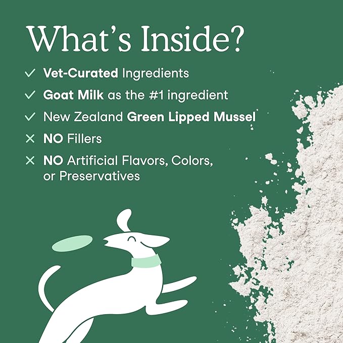 Fera Pets Goat Milk - Cat & Dog Hip and Joint Support with Glucosamine, MSM & Green Lipped Mussel - Supports Flexibility, Mobility & Bone Health - for Picky Eaters - 60 TSP-PurrikoPets