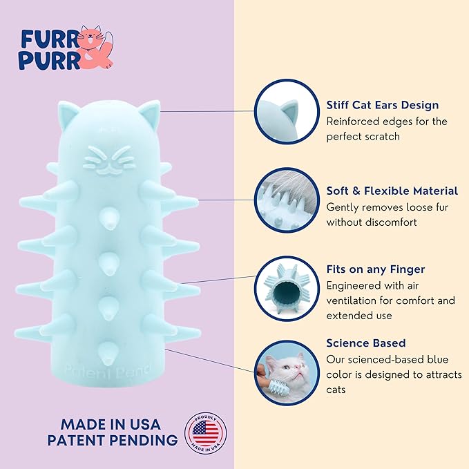 Furr&Purr Cat Brush Set for Indoor Cats - Grooming Tools: Face Scratcher, Calming Massager, and Scratching Pad (2-Pack, Made in the USA)-PurrikoPets