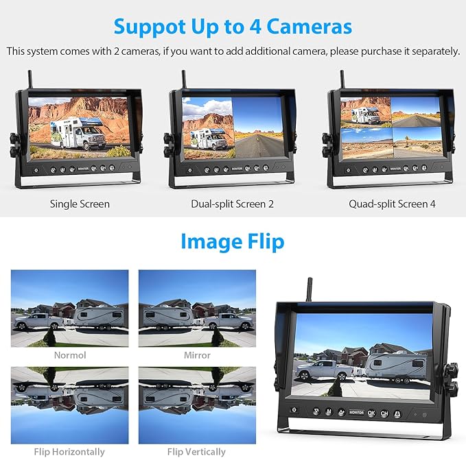 2 Magnetic Solar Wireless Backup Camera HD 1080P 9" DVR Monitor, Solar Rechargeable RV Backup Cameras Wireless System for Hitching Gooseneck Horse Trailer Fifth Wheels RVs Trucks BL902-PurrikoPets