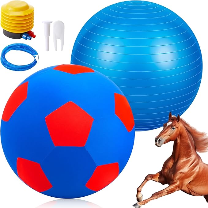 30inch Giant Herding Ball with Cover Anti Burst Ball Please Watch VCR for How to Inflation Horse Toys for Horses Stall Entertainment Play, Pump Included (Classic)-PurrikoPets